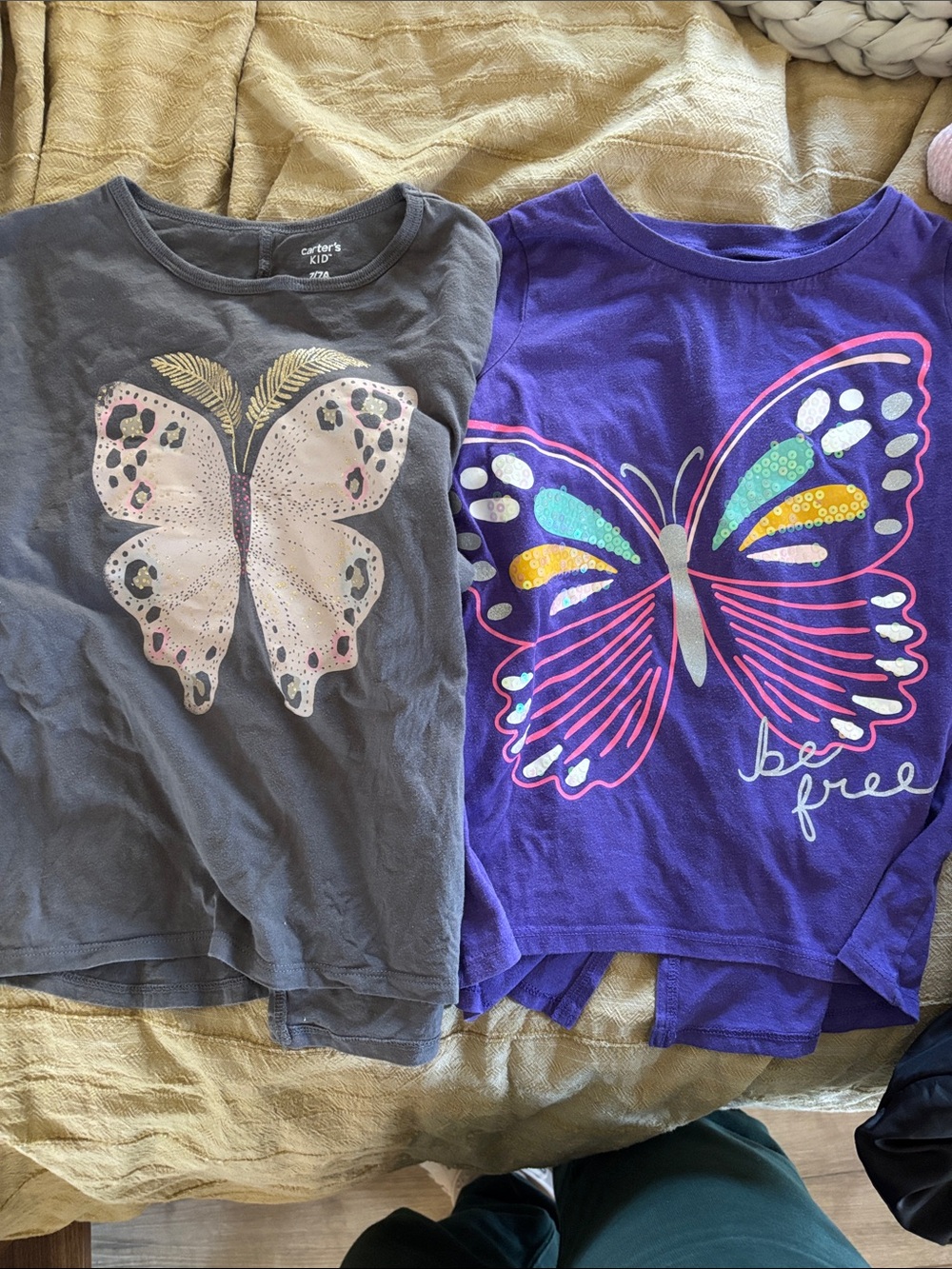 Carter's Brown Girls Tee with Gold Foil Feather